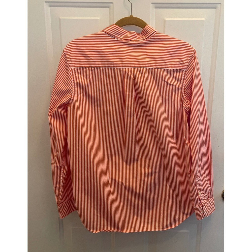 Ralph Lauren Boys XL 18-20 Orange White Striped Cotton Button Down Shirt Pony - Picture 6 of 7